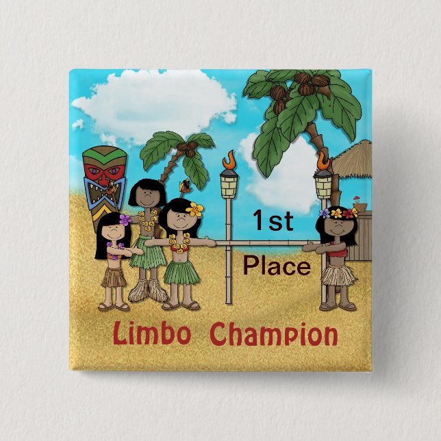 Limbo Luau Birthday Party - Limbo Champion 15 Cm Square Badge (Front)