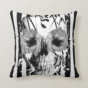 Limbo, skull with poppy eyes cushion