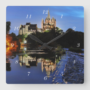 Limburg Dom zur blauen Stunde Square Wall Clock