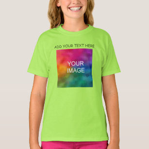 Lime Add Your Text Photo Template Girls Basic T-Shirt