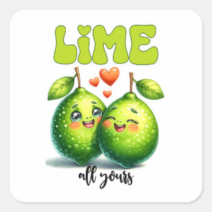 Lime All Yours Funny Punny Valentine Square Sticker