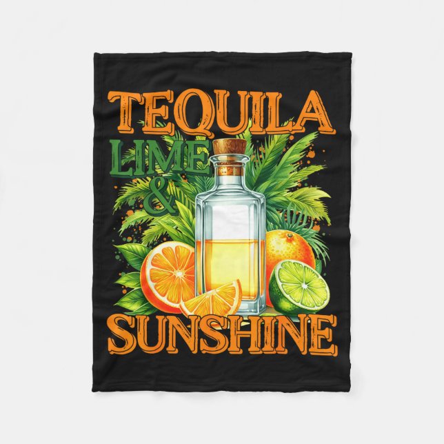 Lime &amp; sunshine cinco de mayo drinking funny fleece blanket (Front)