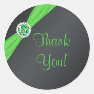 Lime and Black 1.5" Round Thank You Sticker