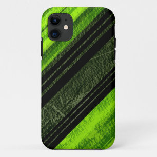 Lime and black grunge stripes wall graphic iPhone 11 case