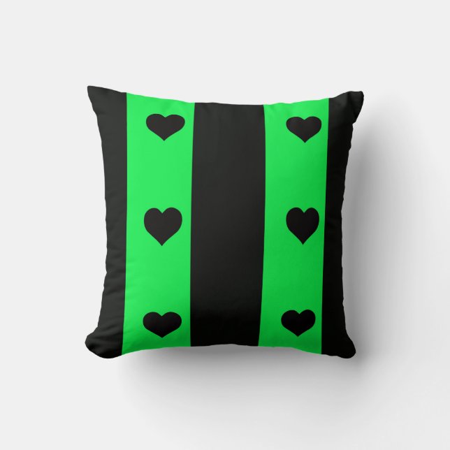 Lime And Black Heart Cushion (Front)