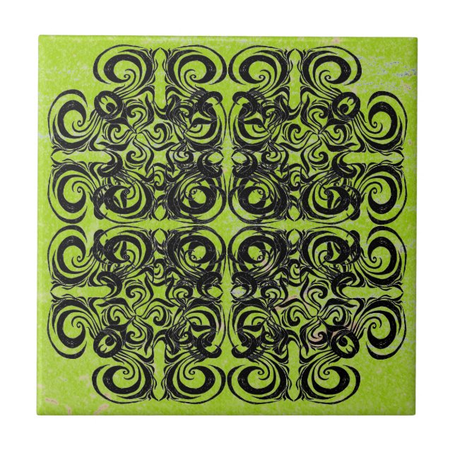 Lime and Black Retro Tiles (Front)
