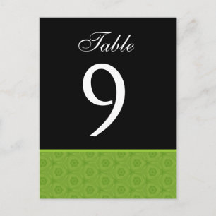 Lime and Black Wedding Table Number Card B461
