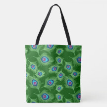 Lime and Blue Peacock Feathers on Emerald Green