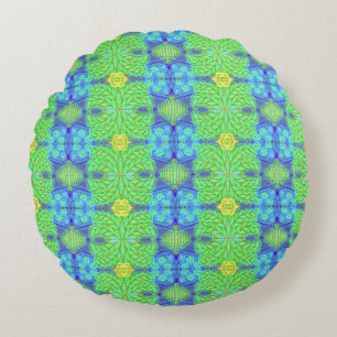 Lime and Blueberry Round Throw Pillow