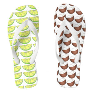 Lime and Coconut Tropical Island Fruit Flip Flops
