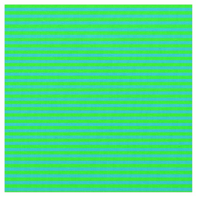 Lime and Dark Turquoise Coloured Lines Fabric (Close Up)