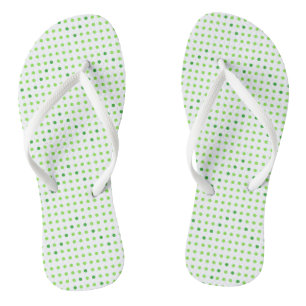 Lime and Green Chevron Pattern Dots Flip Flops