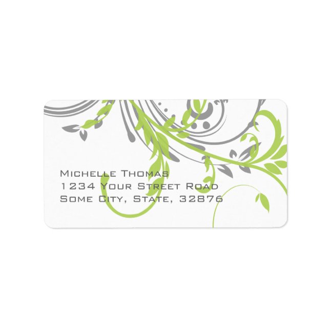 Lime and Grey Double Floral Return Address Label (Front)