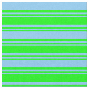 Lime and Light Sky Blue Coloured Stripes Fabric