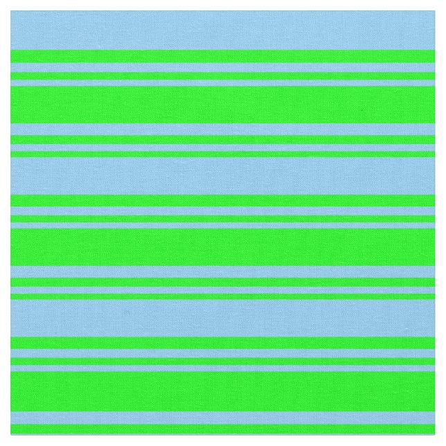 Lime and Light Sky Blue Coloured Stripes Fabric (Close Up)