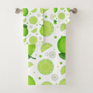 Lime and Lime Slices Pattern Bath Towel Set