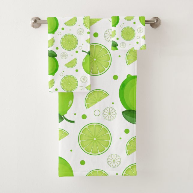 Lime and Lime Slices Pattern Bath Towel Set (Insitu)