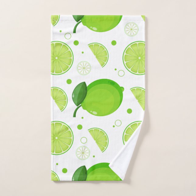 Lime and Lime Slices Pattern Hand Towel (Hand Towel)