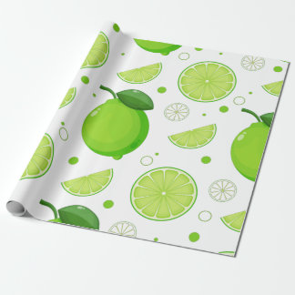 Lime and Lime Slices Pattern  Wrapping Paper