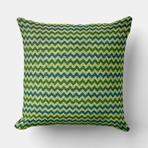 Lime and Mint Chevron Stripes Pattern Cushion