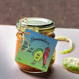 Lime and Pepper Pals Funny Cartoon Lime Pickles Favour Tags