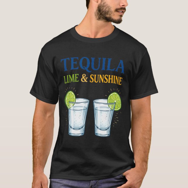 Lime and sunshine funny summer drinking vacation  T-Shirt (Front)
