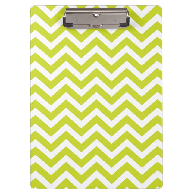 Lime and White Chevron Design Clipboard (Front)