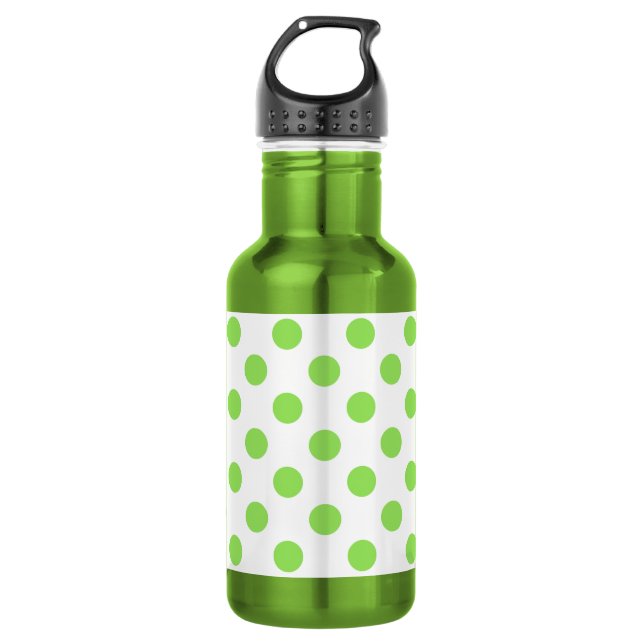 Lime and white polka dots 532 ml water bottle (Front)