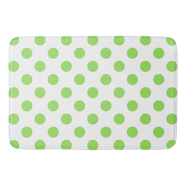 Lime and white polka dots bath mat (Front)