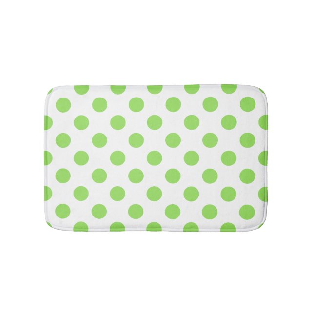 Lime and white polka dots bath mat (Front)