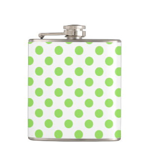 Lime and white polka dots hip flask