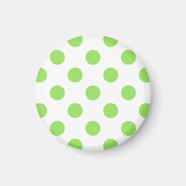 Lime and white polka dots magnet (Front)