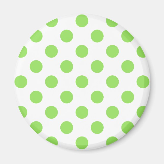 Lime and white polka dots magnet (Front)