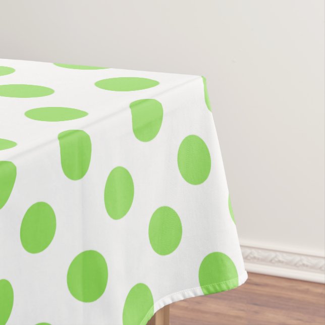 Lime and white polka dots tablecloth (In Situ)
