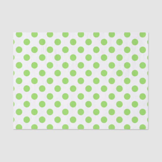 Lime and white polka dots tissue paper (Front)