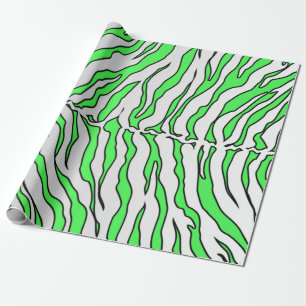 Lime And White Tiger Stripes Animal Print Wrapping Paper