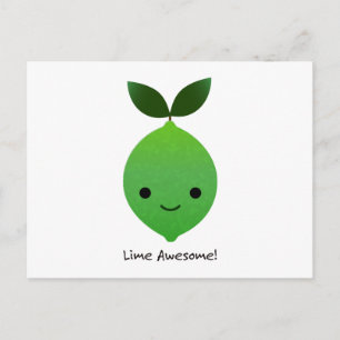 Lime Awesome Kawaii LIme Holiday Postcard
