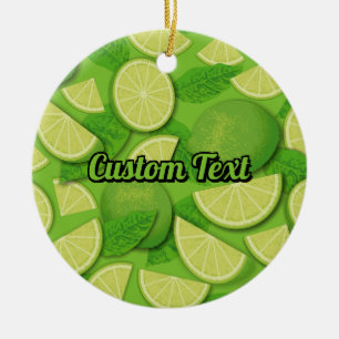 Lime Background Ceramic Ornament