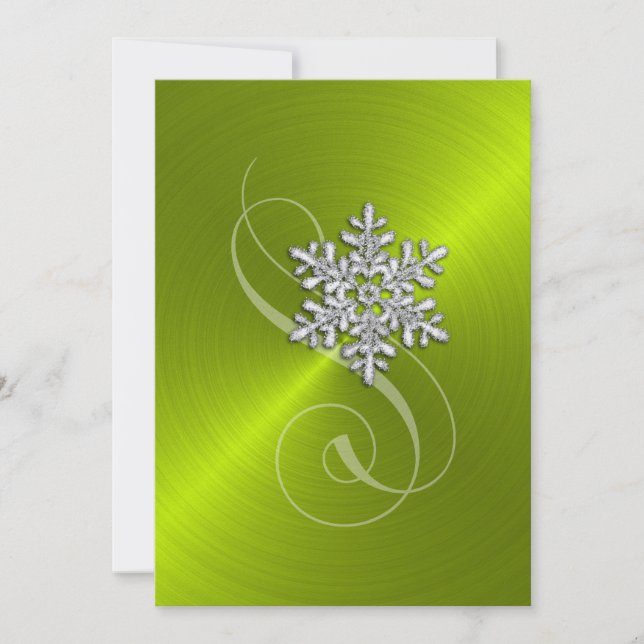 Lime Background Crystal Snowflake Invitation (Front)