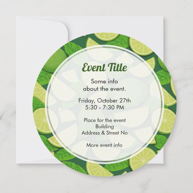 Lime Background Invitation (Back)