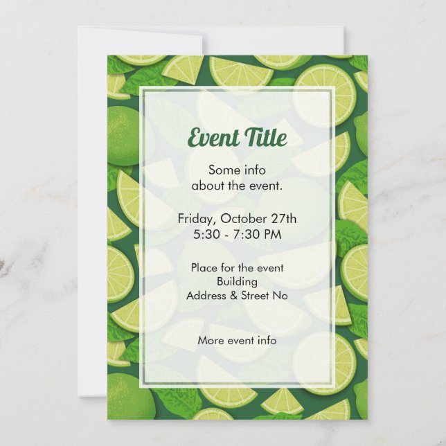 Lime Background Invitation (Back)