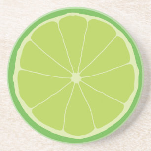 Lime beverage coaster, citrus fruit kitchen art coaster