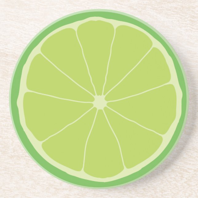 Lime beverage coaster, citrus fruit kitchen art coaster (Front)