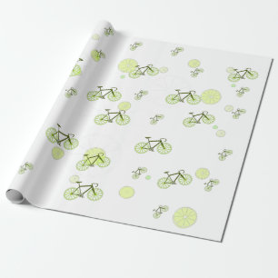 lime bike pattern green  wrapping paper