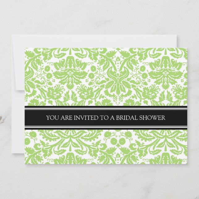 Lime Black Damask Bridal Shower Invitation (Front)