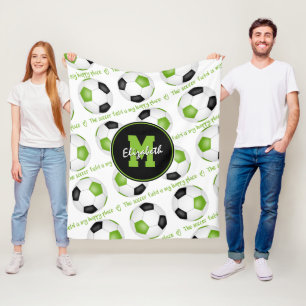 lime black The soccer field is my happy place Fleece Blanket