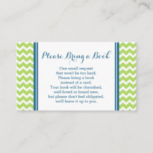 Lime Blue Chevron Baby Shower Book Request Card