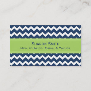 Lime Blue Chevron Retro Mum Calling Cards