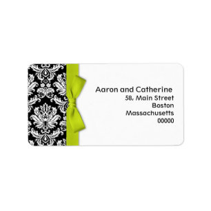 Lime Bow Damask Address Labels