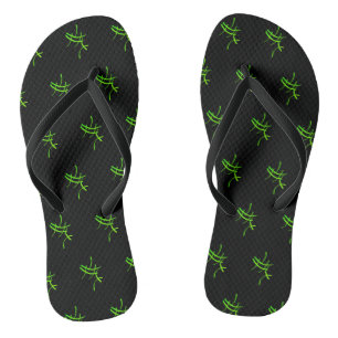 Lime Bright Green Abstract Art Pattern Flip Flops